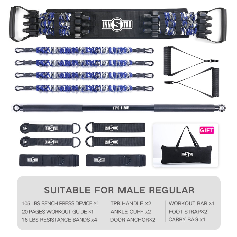 Resistance Band and Bar Set - Designed for Push/Pull - For Home Gym