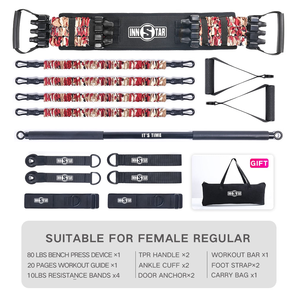 Resistance Band and Bar Set - Designed for Push/Pull - For Home Gym