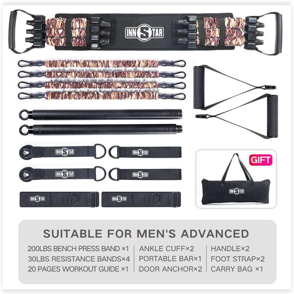 Resistance Band and Bar Set - Designed for Push/Pull - For Home Gym