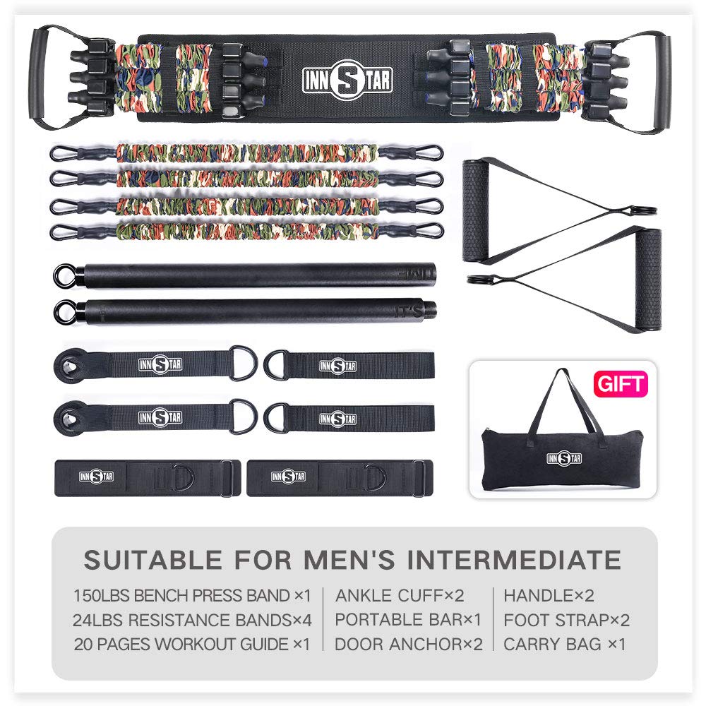 Resistance Band and Bar Set - Designed for Push/Pull - For Home Gym