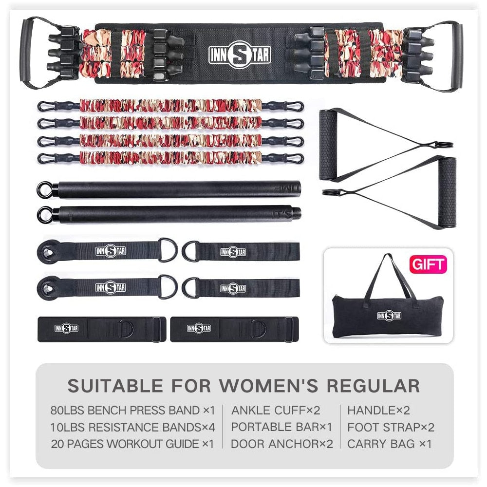 Resistance Band and Bar Set - Designed for Push/Pull - For Home Gym